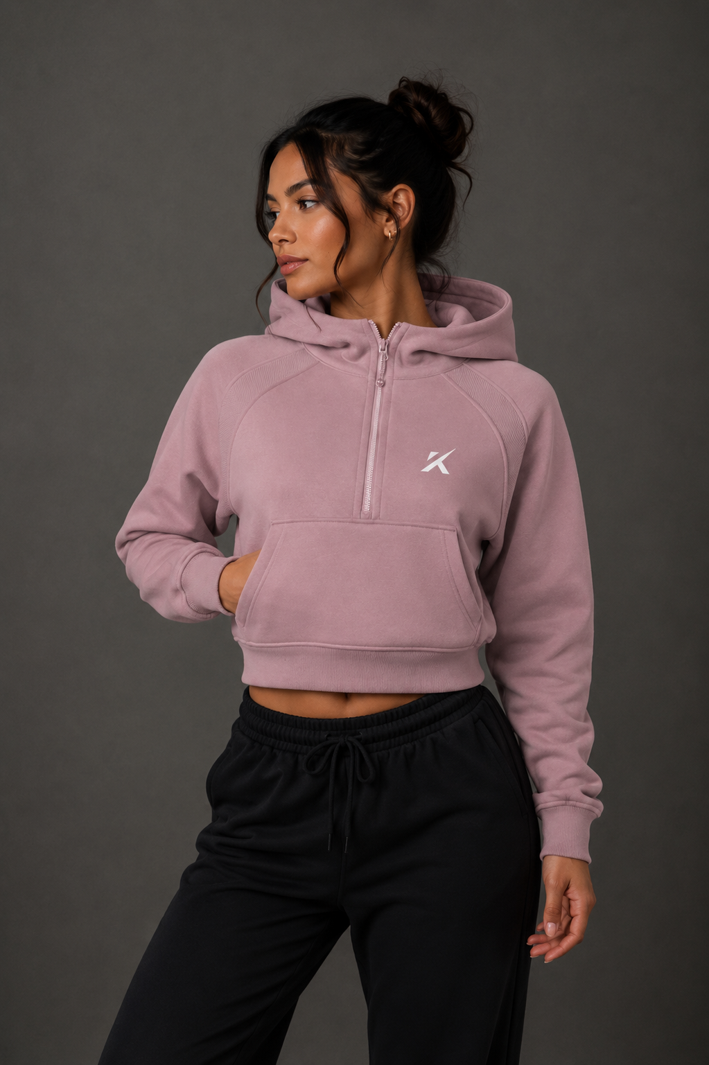 Cropped Half-Zip Hoodie