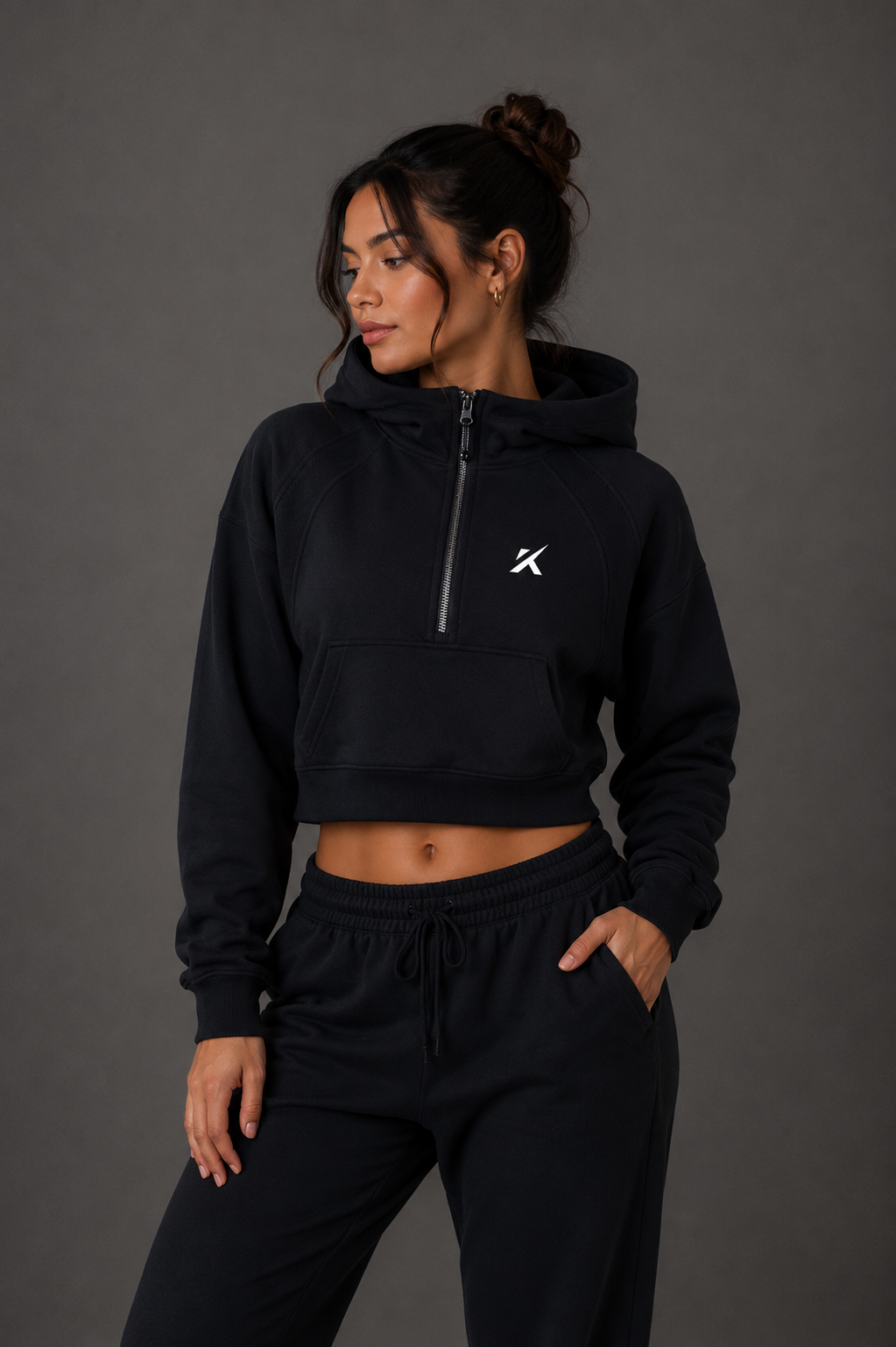 Cropped Half-Zip Hoodie