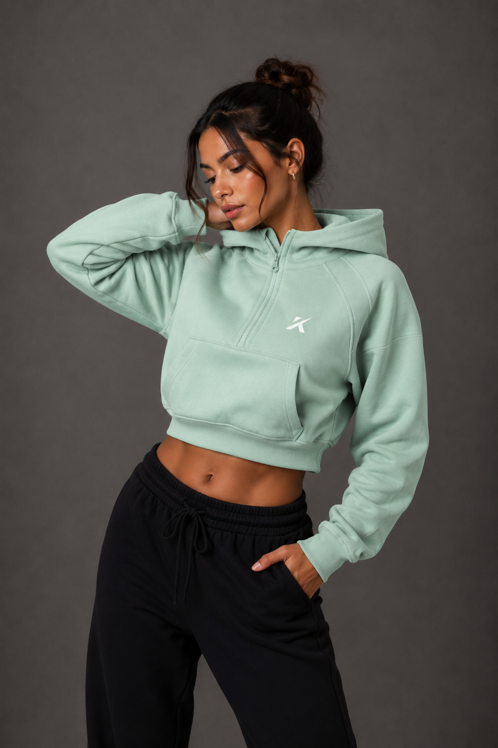 Cropped Half-Zip Hoodie