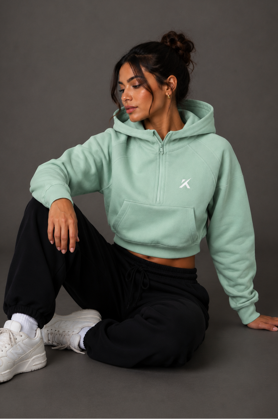 Cropped Half-Zip Hoodie
